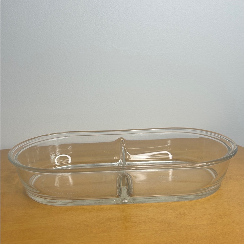 Pyrex 🍔 Clear Oval Glass Dual-Compartment Divided Cooking, Baking, Storage Dish - Picture 10 of 12
